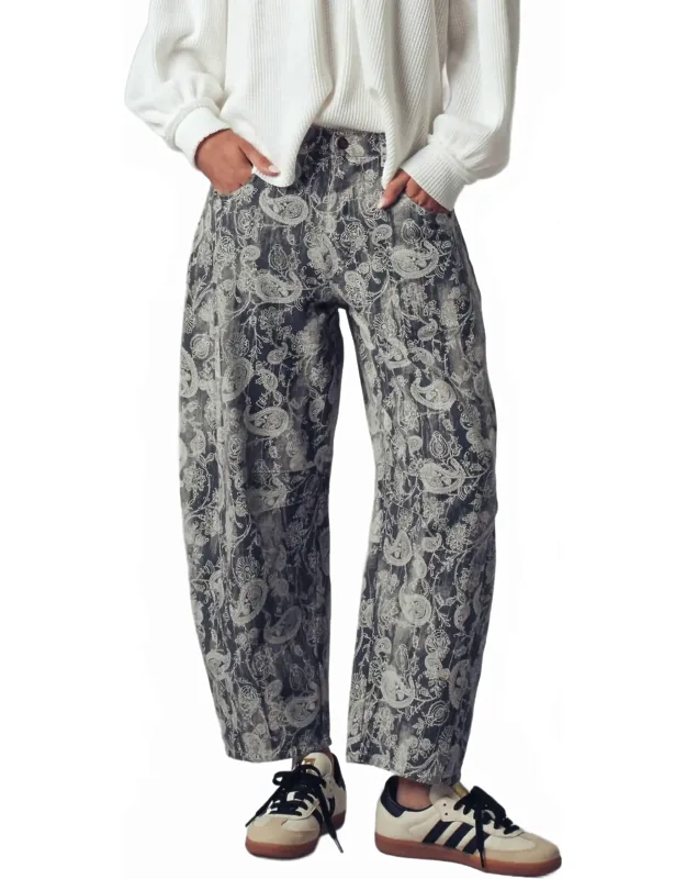 Paisley Print Cropped Wide Leg Pants