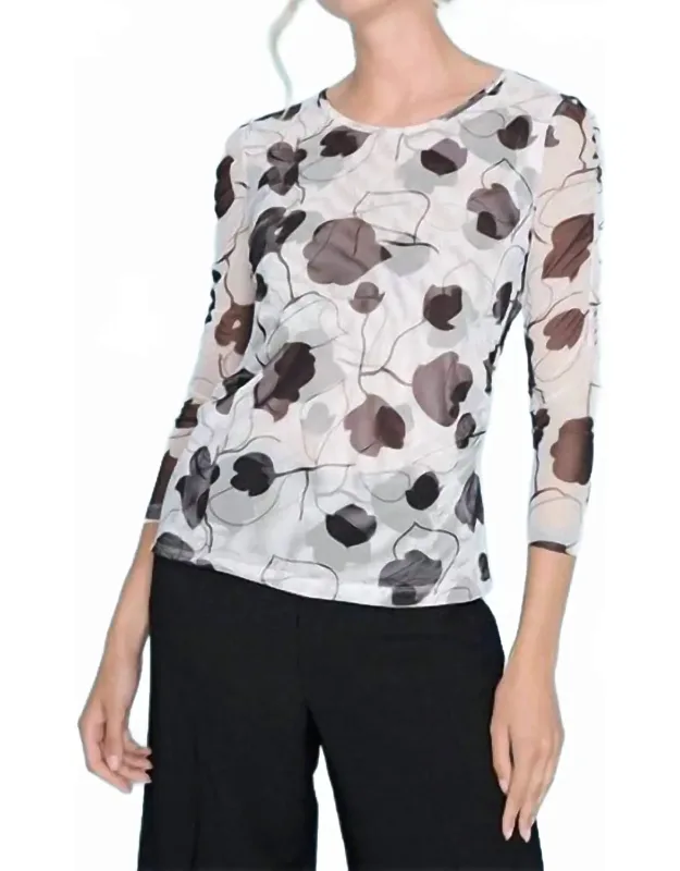 Blossom Bliss Three Quarter Sleeve Ruched Top