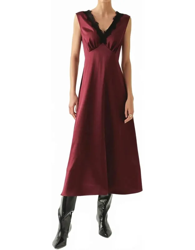 Chana Dress Lace Collar Satin Midi Dress