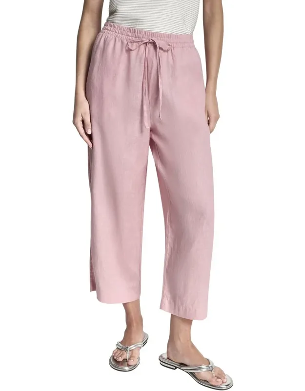 Pull On Straight Leg Linen Pants