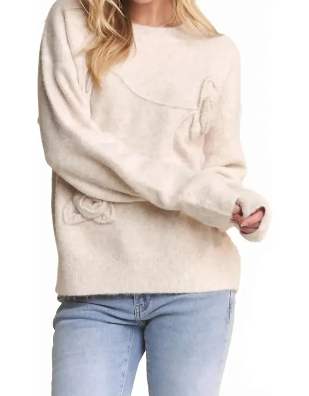Floral Applique Soft Sweater