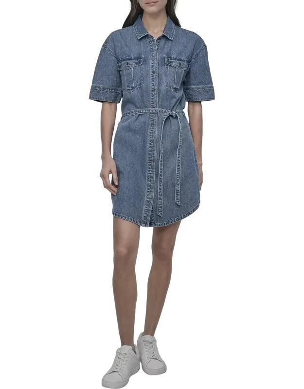 Self Belted Shirt Utility Dress
