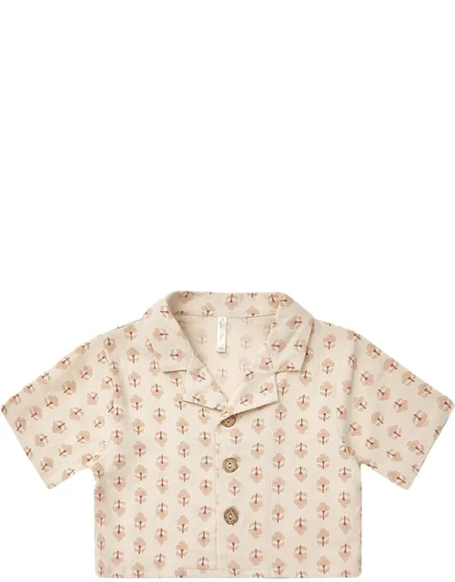Cropped Collared Linen-blend Shirt