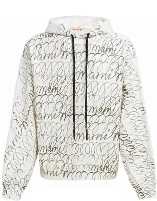Scribbled Organic Cotton Motif Hoodie