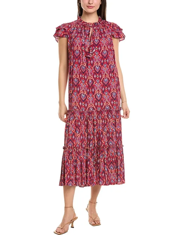 Ruffle Neck Midi Dress