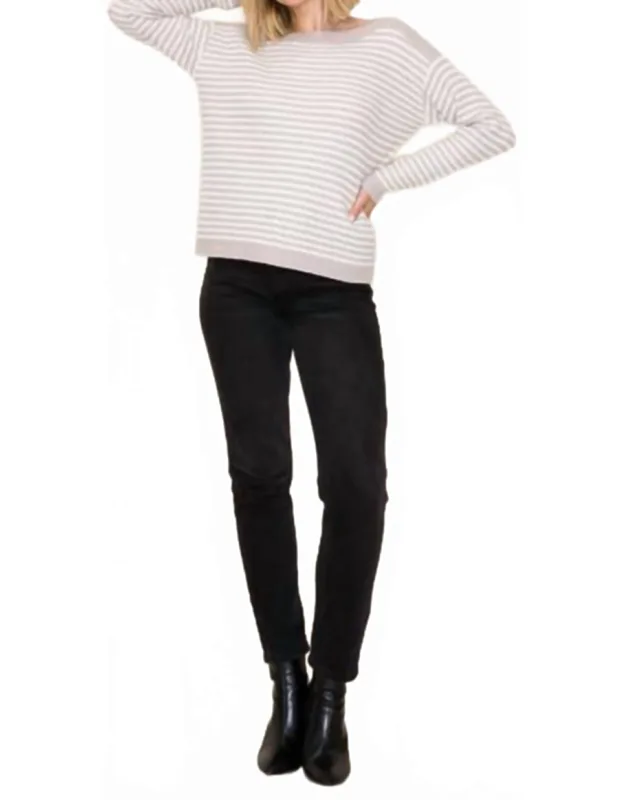 Striped Boat Neck Pullover Sweater