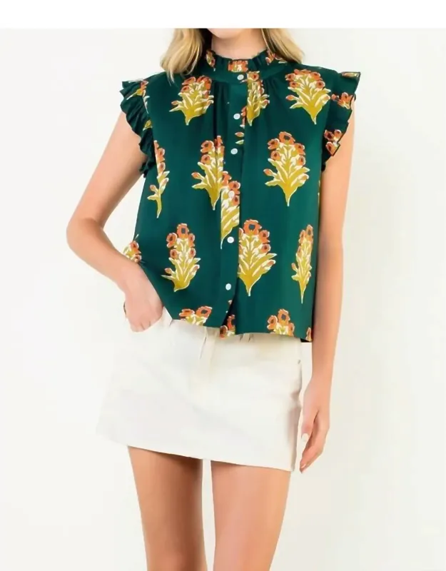 Flutter Sleeve Floral Blouse