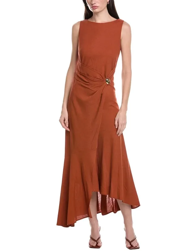 Linen-blend Sleeveless Midi Dress