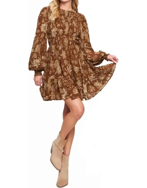 Golden Meadow Smocked Mini Dress