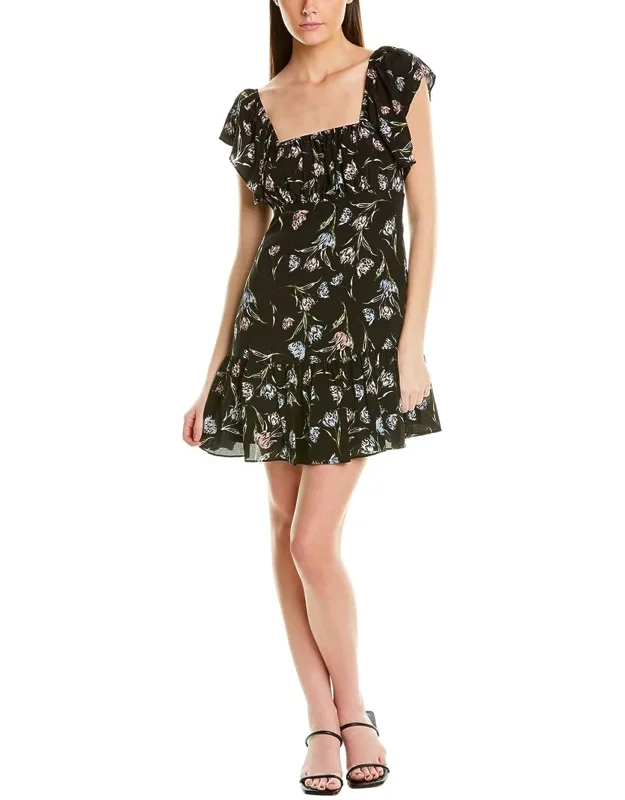 Tossed Tulip Ruffle Silk-blend Mini Dress