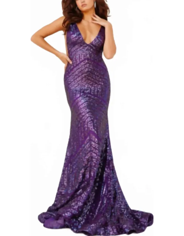 Low V Neck Sequin Sheath Dress