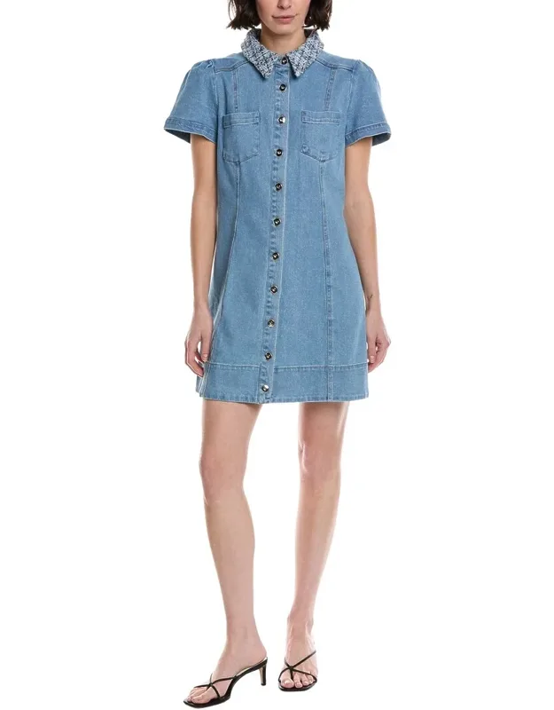 Collared Button-down Mini Swing Dress