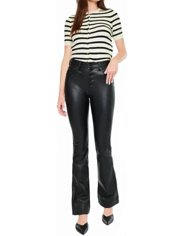 High Rise Bootcut Leather Jeans