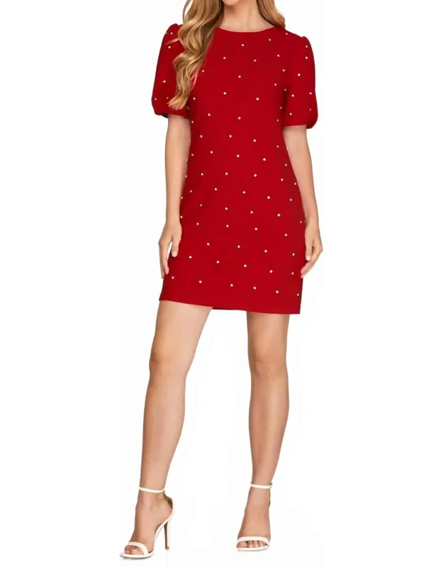Rhinestone Trim Dress