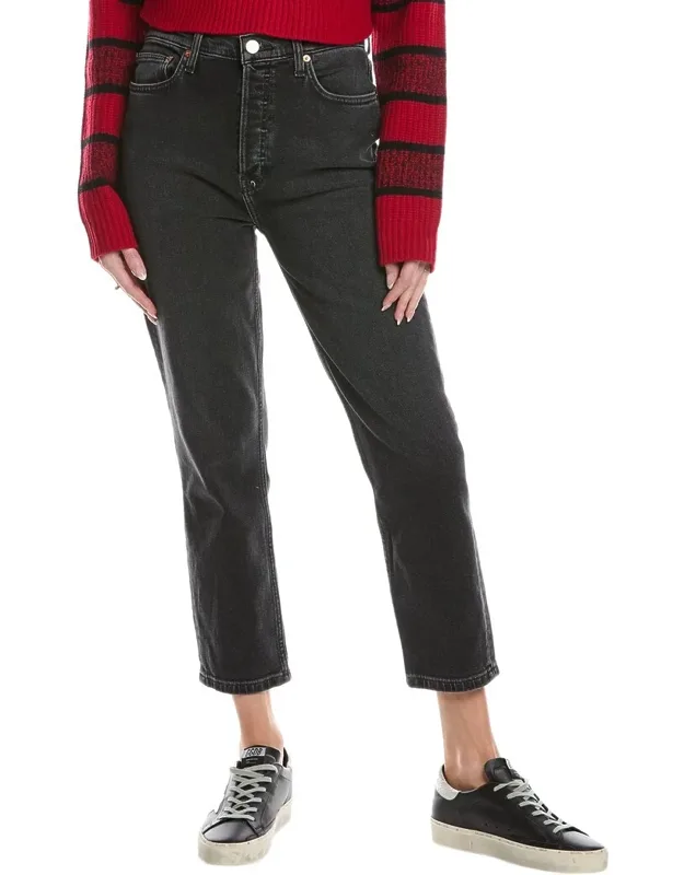 90's High-rise Washed Noir Ankle Crop Jeans