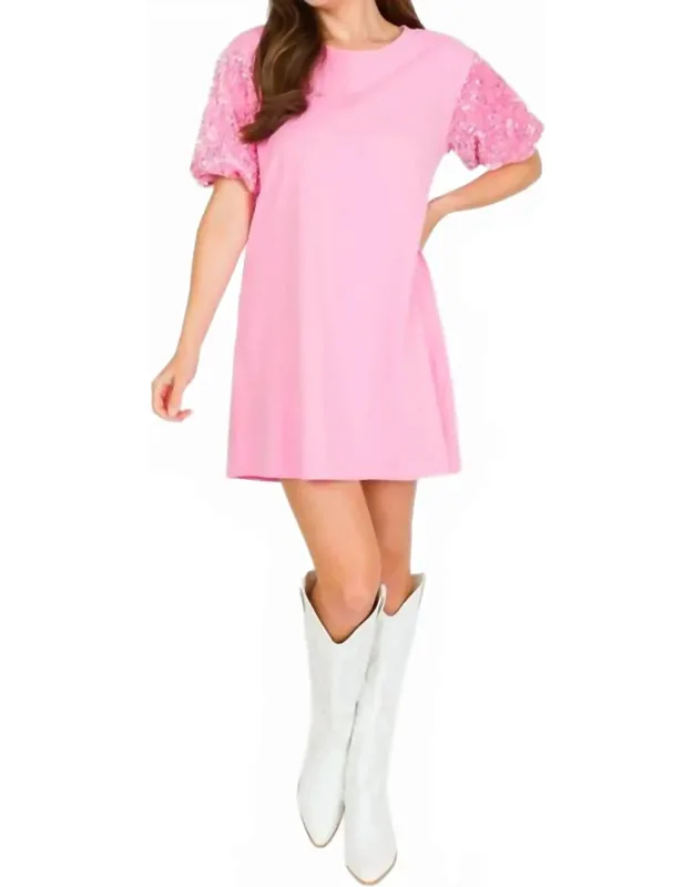 Sequin Sleeve Shirt Dress