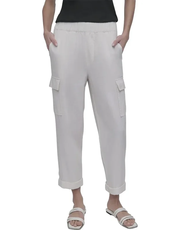 Midrise Relaxed Cargo Pants With Elasticated Waistband