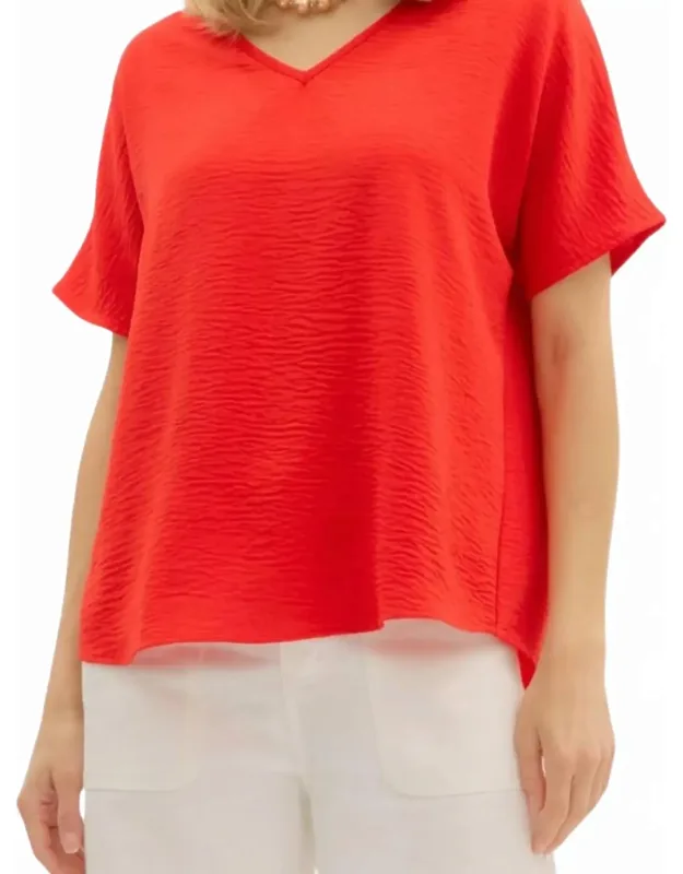 V-neck Short Sleeve Pullover Top