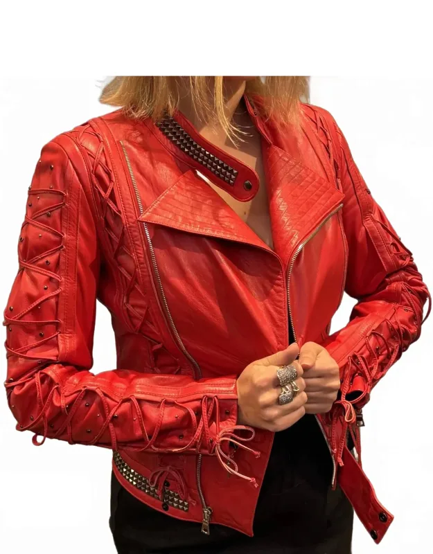 Laced Heart Leather Moto Jacket