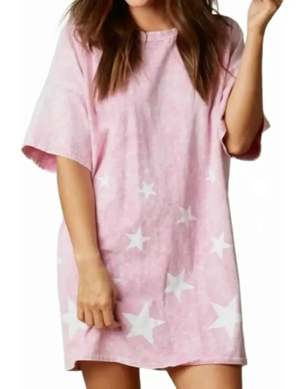 Star Print Mini Shirt Dress