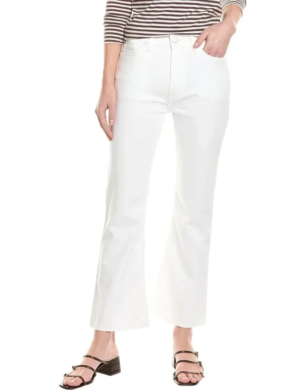 High-waist White Bootcut Crop Jeans