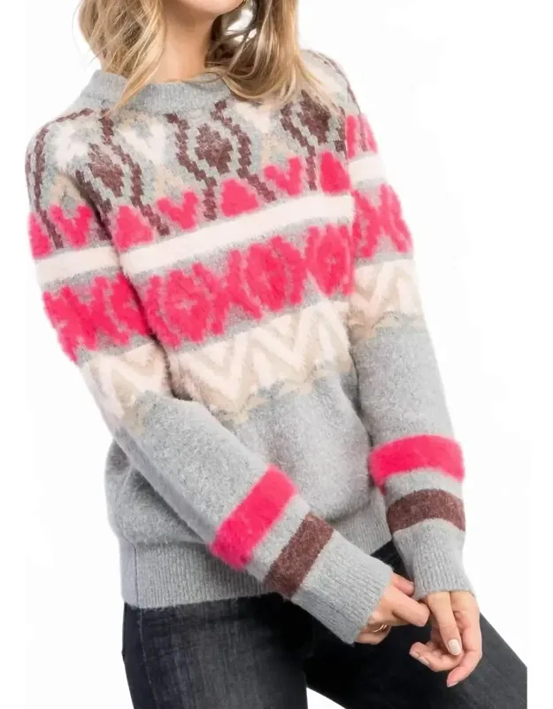Fair Isle Mohair Knit Sweater