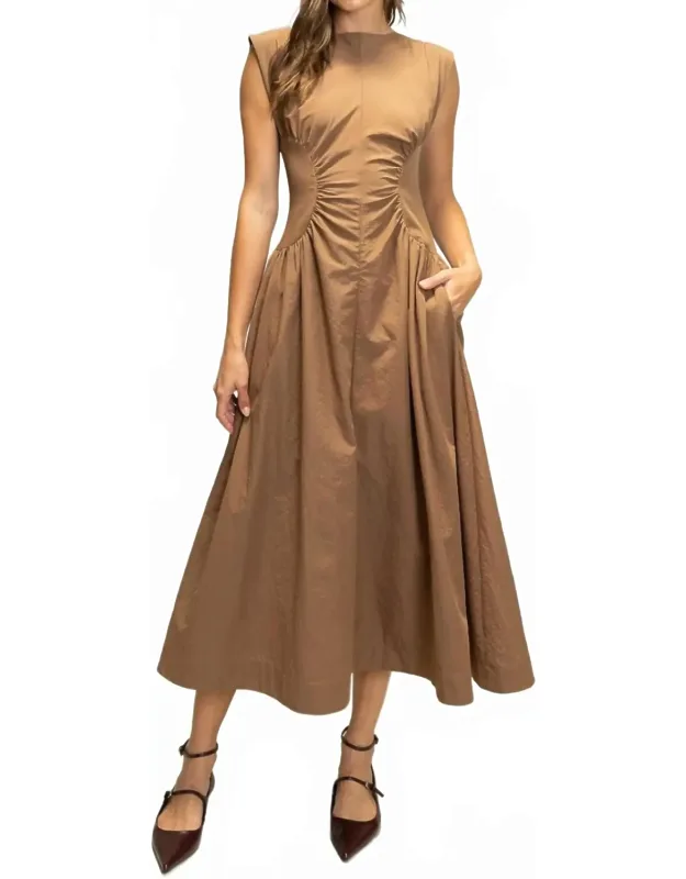 Ruched Waist Midi Dress