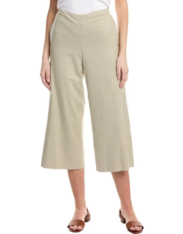 Crop Wide Linen-blend Pants