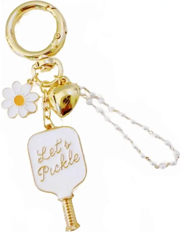 Pickleball Daisy Bag Charm And Keychain