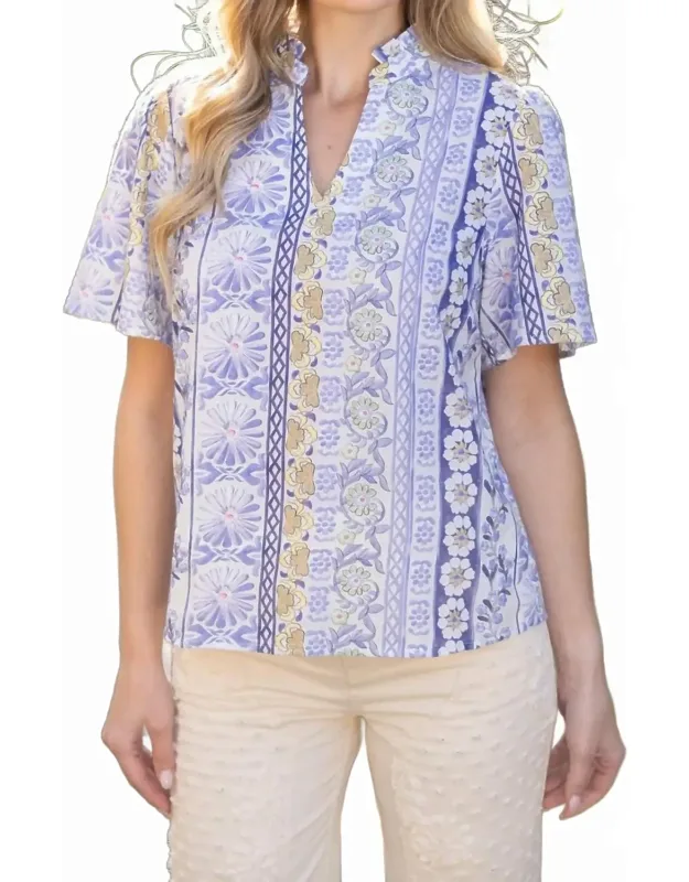 Floral Ruffle Collar Top