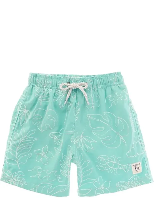 Volley Swim Short With Elastic Drawstring Waist And Two Front Pockets