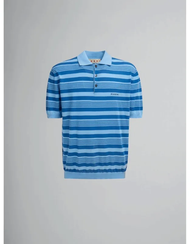 Striped Cotton Short Sleeve Knit Polo Shirt