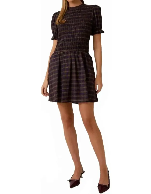 Mock Neck Smocked Mini Dress