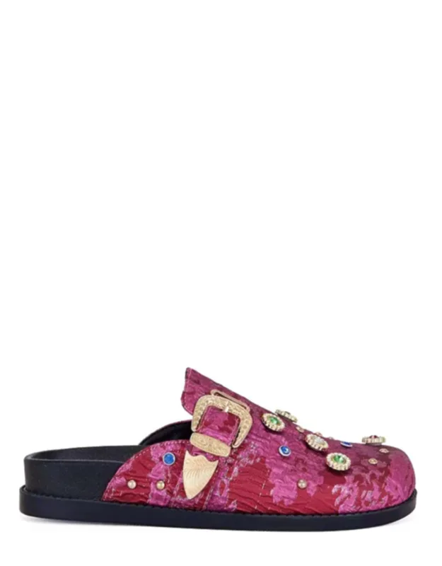 Quinby Brocade Buckle Strap Mules
