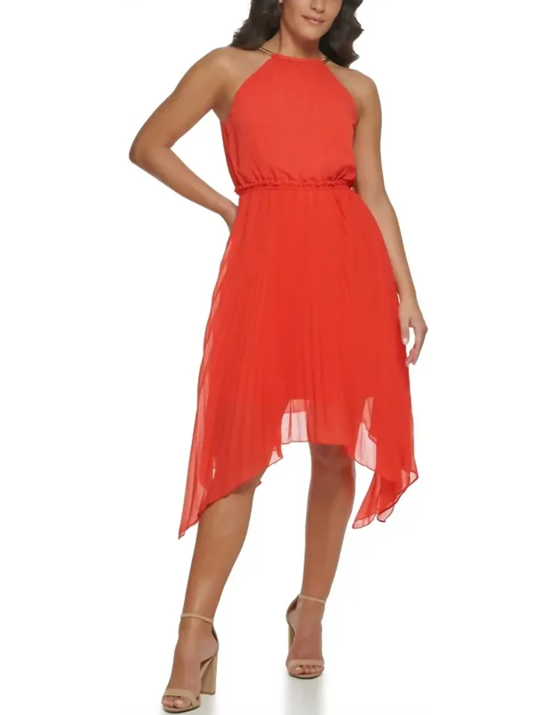 Pleated Asymmetrical Dress
