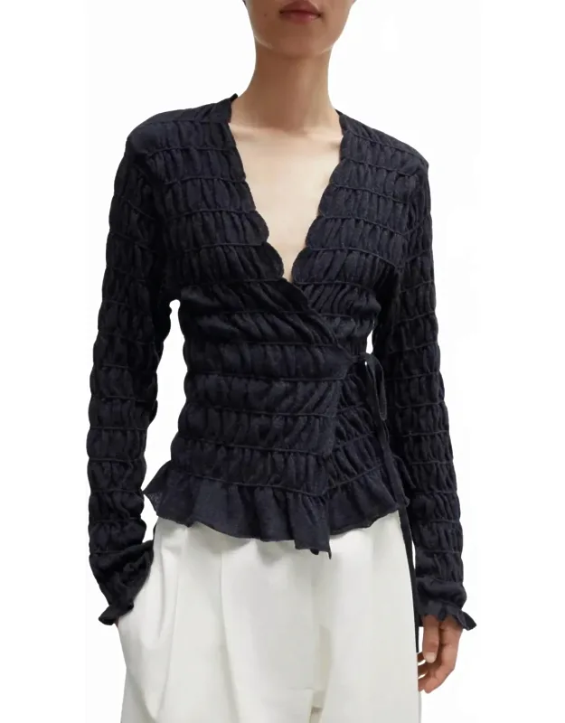 Merino Wool Gathered Cardigan