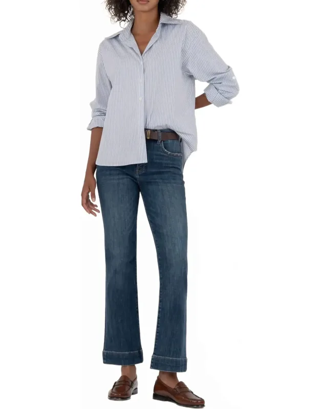 Kelsey High Rise Ankle Flare Jeans With Flared Leg And Cropped Silhouette