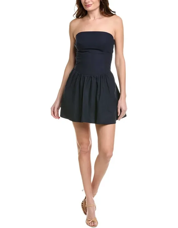 Poplin Tube Flared Mini Dress