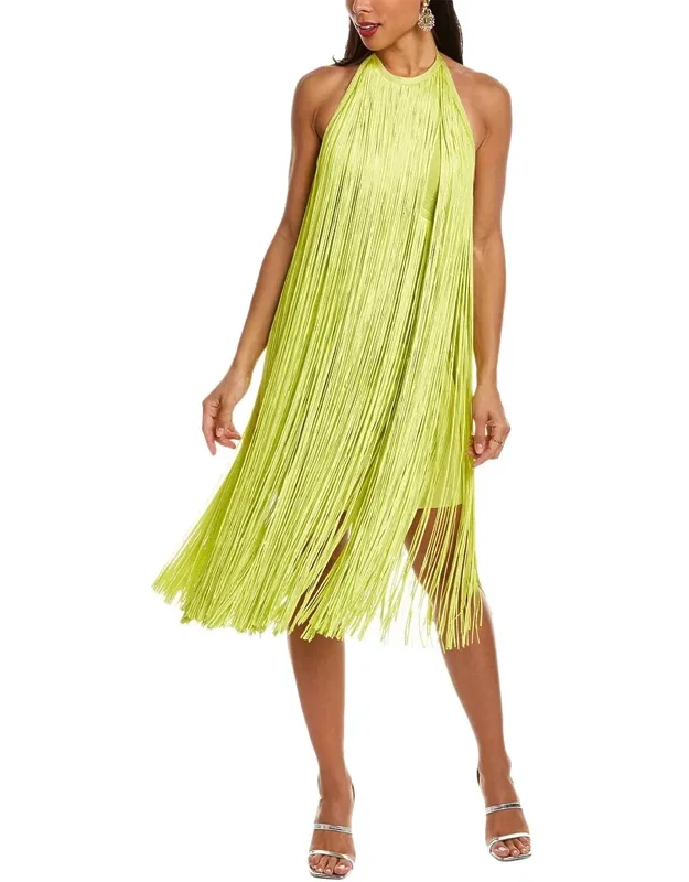 Fringed Halter Midi Dress