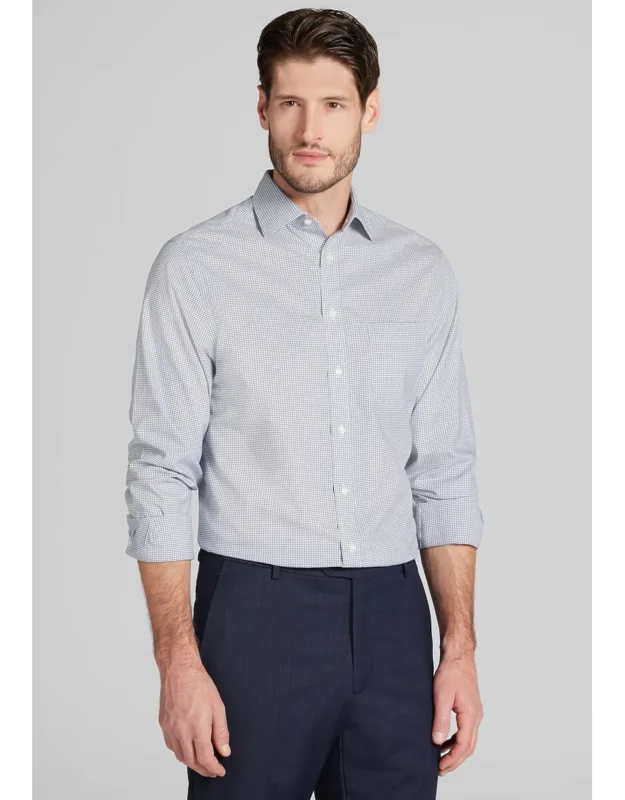 Traveler Collection Slim Fit Spread Collar Grid Dress Shirt