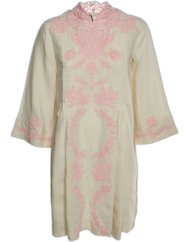 Linen And Lace Kaftan Mini Dress