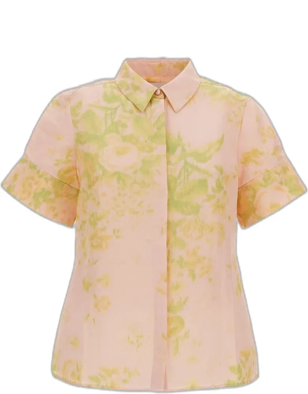 Short-sleeve Shirt In Chiné Linen
