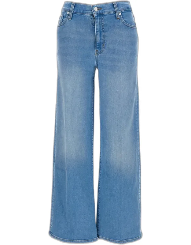 Le Slim Palazzo Jeans With 5-pocket Design And Stretch Cotton Blend