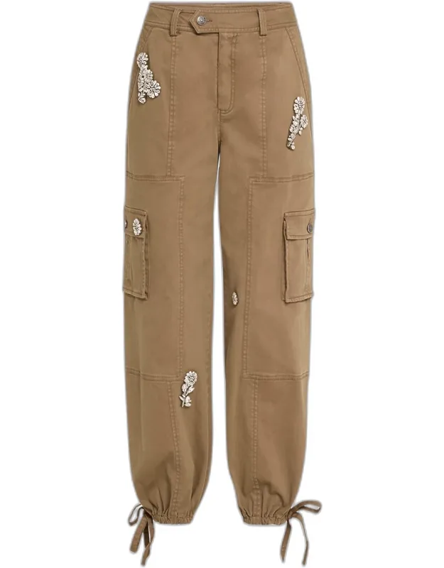 Crystal Chrysanthemum Cargo Pants