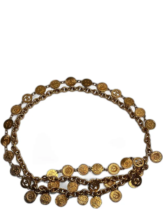 Vintage Layered Coin Medallion Double Chain Belt (90cm)