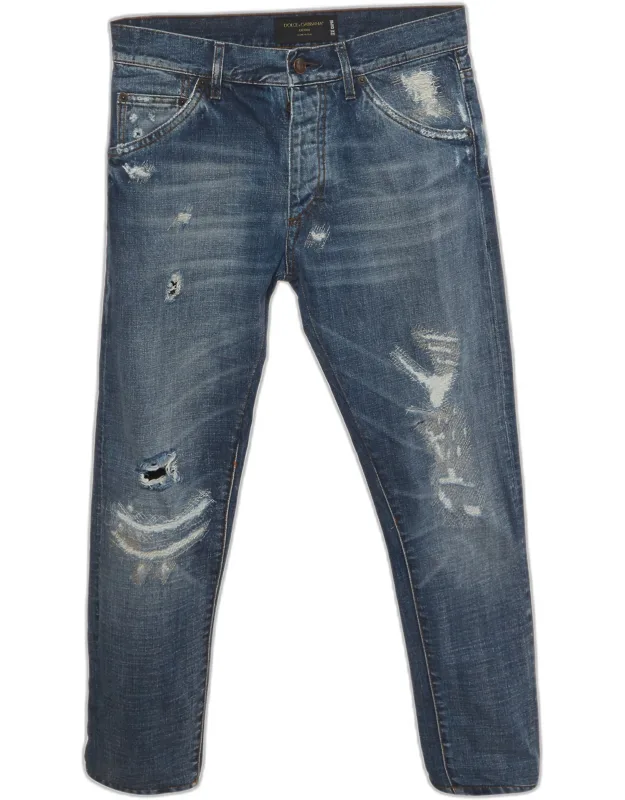 Distressed Denim Capri Jeans