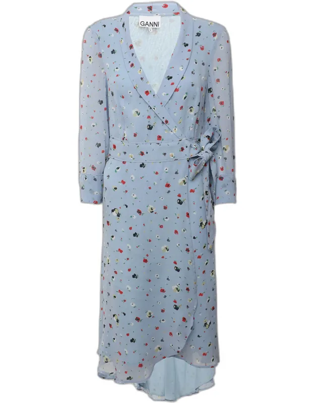 Multicolor Printed Knit Wrap Dress