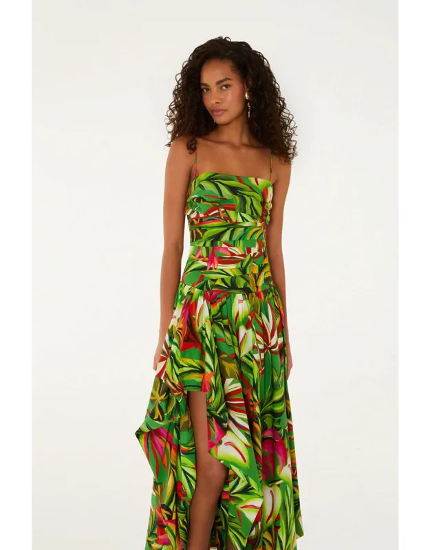 Tropical Dream Draped Organic Cotton Maxi Dress