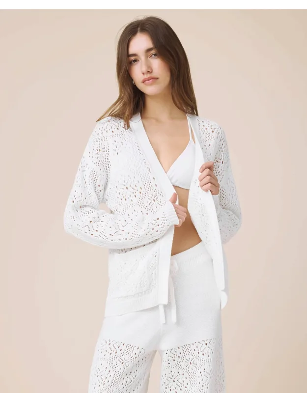 Beckham Crochet Open Cardigan
