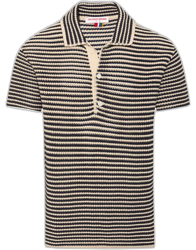 Stripe Crochet Polo Shirt